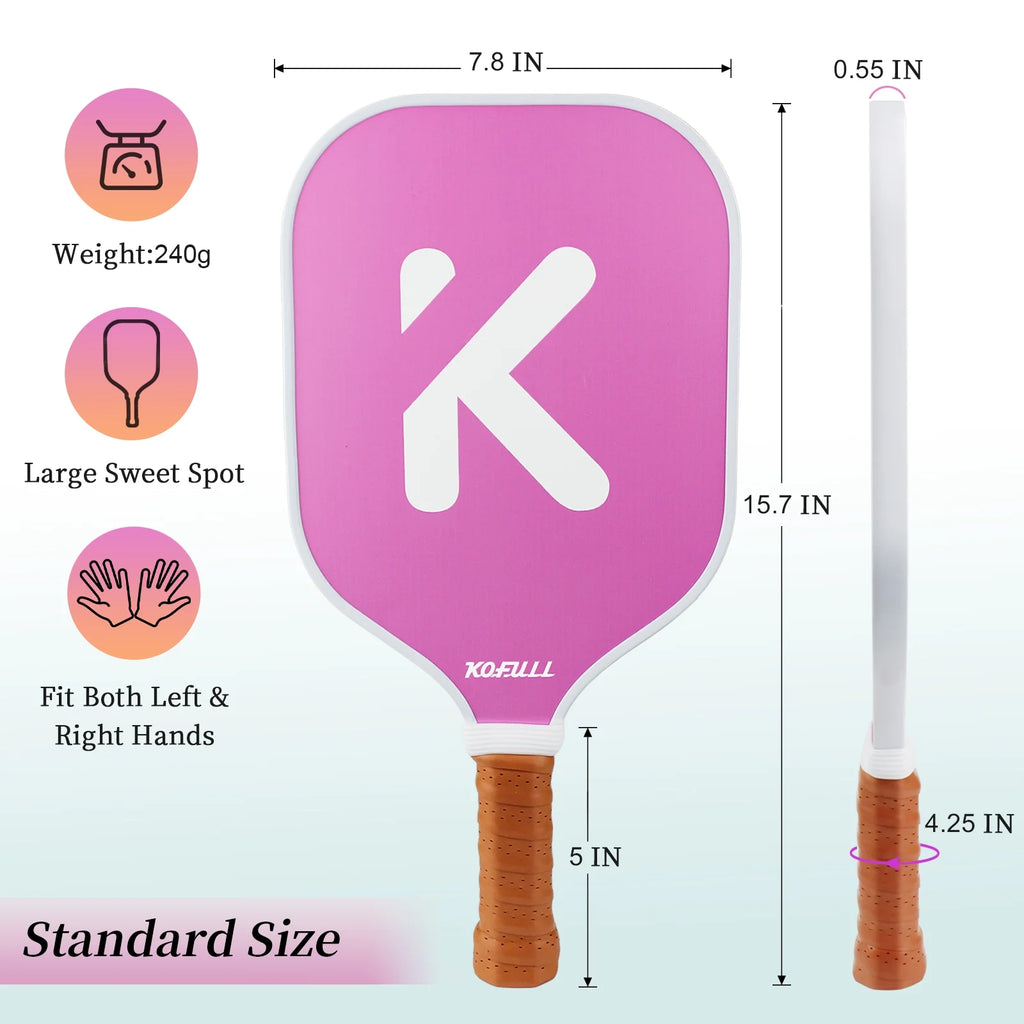 Pickleball Paddles Pickleball Rackets Set Lightweight Fiberglass Surface&Honeycomb Core Pickleball Set Pink and Green Gifts for Women Girls Beginners